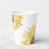 Gobelets En Papier Tournesols Jaunes Aquarelle Mariage (Verso)