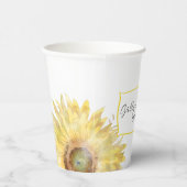 Gobelets En Papier Tournesols Jaunes Mariage à l'aquarelle (Droite)
