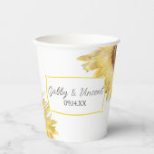 Gobelets En Papier Tournesols Jaunes Mariage à l'aquarelle (Recto)
