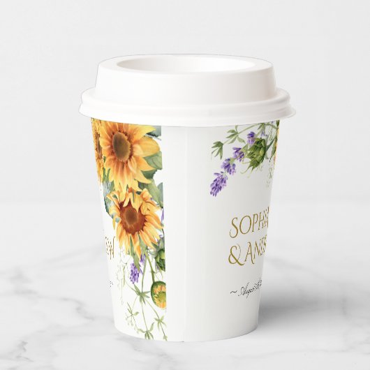 Gobelets En Papier Tournesols rustiques & Mariage Lavander (Droite)