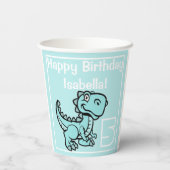 Gobelets En Papier Tout âge Turquoise T Rex Dinosaur Anniversaire (Verso)