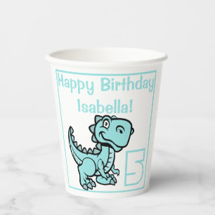 Gobelets En Papier Tout âge Turquoise T Rex Dinosaur Anniversaire