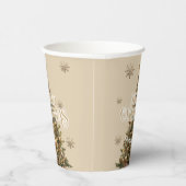 Gobelets En Papier Traditionnel Joyeux Noël Antique Or Personnalisé (Droite)