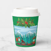 Gobelets En Papier Train de Noël Joyeux Vert (Verso)
