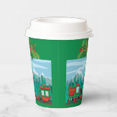 Gobelets En Papier Train de Noël Joyeux Vert (Droite)