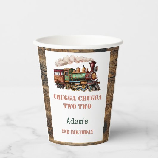 Gobelets En Papier Train Deuxième fête d'anniversaire Chugga Chugga D (Recto)