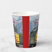 Gobelets En Papier Train ferroviaire Yellow Engine, 65e anniversaire, (Gauche)