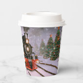 Gobelets En Papier Train forestier de Noël (Verso)