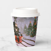 Gobelets En Papier Train forestier de Noël (Recto)