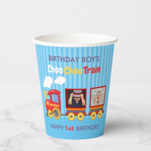 Gobelets En Papier Train Jouet Toddler Boys Birthday Blue (Recto)