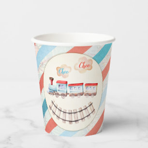 Gobelets En Papier Train vintage Chugga Choo Red Blue Boy Anniversair