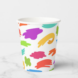 Gobelets En Papier Traits de peinture de dessin animé colorés