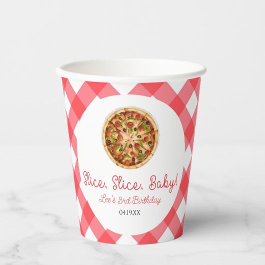 Gobelets En Papier Trancher, Trancher, Bébé ! Pizza fête d'anniversai (Recto)