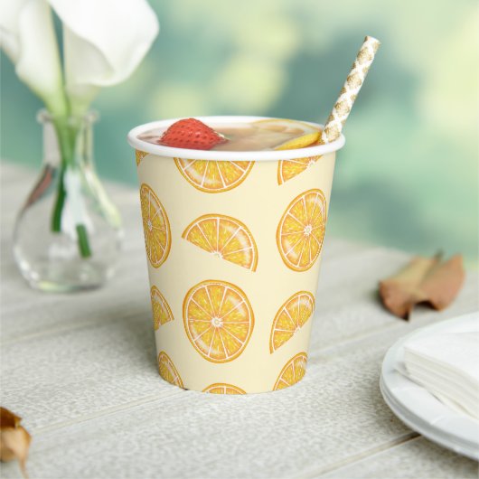 Gobelets En Papier Tranches de fruits d'agrumes orange illustrés (Insitu)