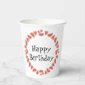 Gobelets En Papier Tranches de pastèque cercle anniversaire (Recto)
