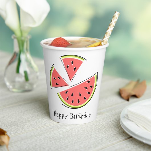 Gobelets En Papier Tranches de pastèque Joyeux Anniversaire (Insitu)