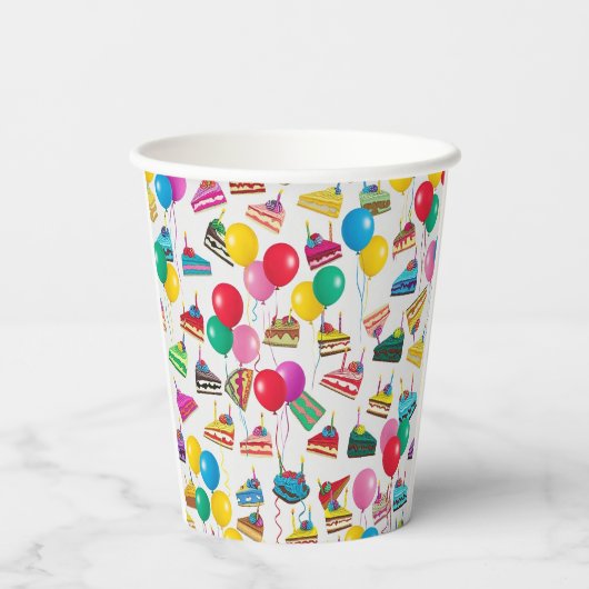 GOBELETS EN PAPIER " TRANCHES ET BALLONS DE GÂTEAU " (Verso)