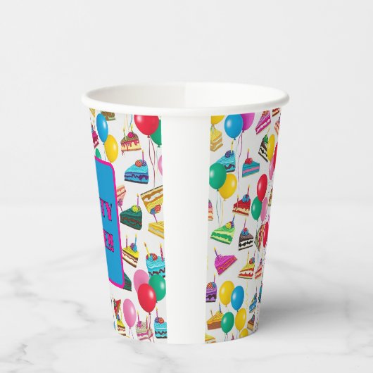 GOBELETS EN PAPIER " TRANCHES ET BALLONS DE GÂTEAU " (Gauche)