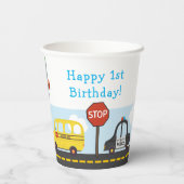 Gobelets En Papier Transport 1er Anniversaire tasse de papier (Verso)