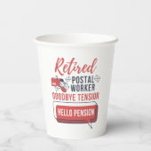 Gobelets En Papier Travailleur de poste retraité Mailman Retraite (Verso)