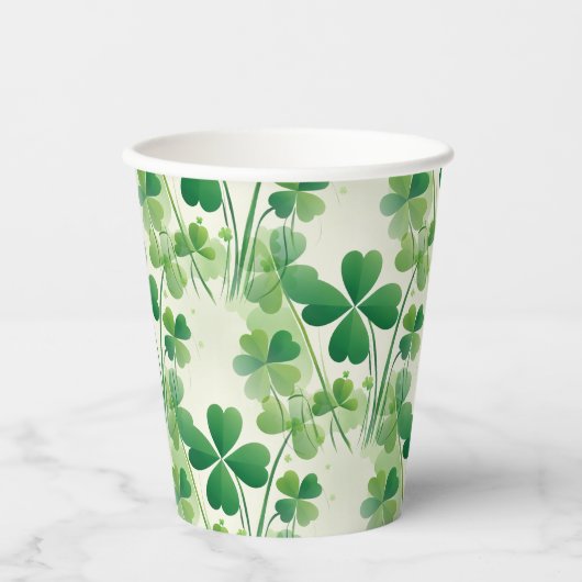 Gobelets En Papier Trèfle à quatre feuilles Saint-Patrick (Recto)