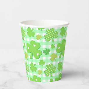 Gobelets En Papier Trèfles et motif Gingham pour la Saint-Patrick