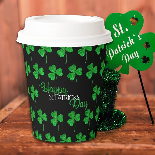 Gobelets En Papier Trèfles scintillants verts Joyeuse St Patrick