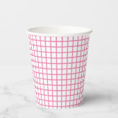 Gobelets En Papier Treillis Fuchsia Rose - Blanc (Verso)