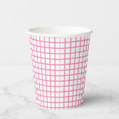 Gobelets En Papier Treillis Fuchsia Rose - Blanc (Droite)