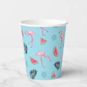 Gobelets En Papier Trendy Tropical Flamingo & Watermelon Pattern (Verso)