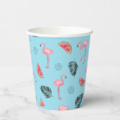 Gobelets En Papier Trendy Tropical Flamingo & Watermelon Pattern (Gauche)