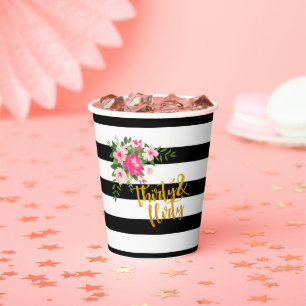 Gobelets En Papier Trente et une coupe de papier Flirty - Bandes noir