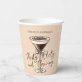 Gobelets En Papier Trente Flirty et prospère Brown 30e anniversaire (Recto)