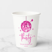 Gobelets En Papier Trente Pink Disco Ball 30e fête d'anniversaire (Verso)