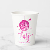 Gobelets En Papier Trente Pink Disco Ball 30e fête d'anniversaire (Recto)
