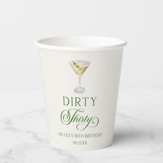 Gobelets En Papier Trente sale Martini fête d'anniversaire (Recto)