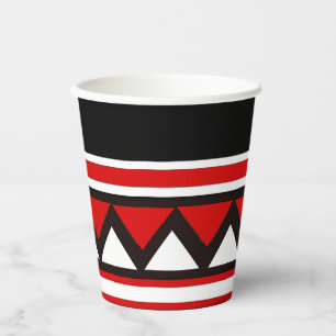 Gobelets En Papier Triangles Tribaux Rouges