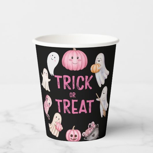 Gobelets En Papier Trick Or Three Halloween Ghost 3rd Birthday Party (Recto)