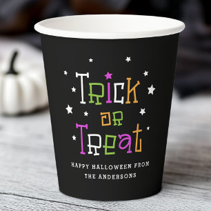 Gobelets En Papier Trick ou traiter Happy Halloween