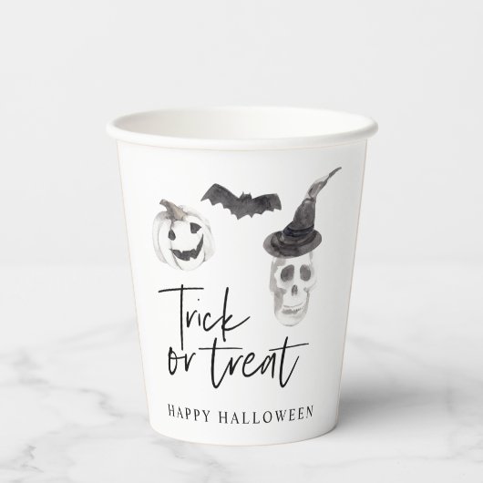 Gobelets En Papier Tricoter ou traiter éffrayant | Parti Halloween (Verso)