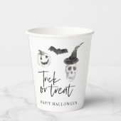 Gobelets En Papier Tricoter ou traiter éffrayant | Parti Halloween (Recto)