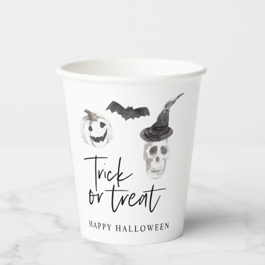 Gobelets En Papier Tricoter ou traiter éffrayant | Parti Halloween (Recto)