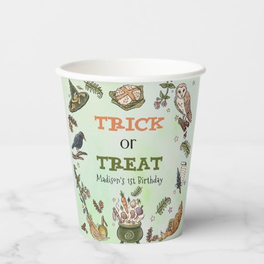 Gobelets En Papier Tricoter ou traiter Halloween fête d'anniversaire (Recto)