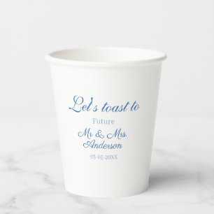 Gobelets En Papier trinquons aux futurs mr & mrs couple mariage bleu