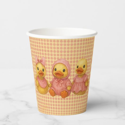 Gobelets En Papier Trio De Canard Adorable En Costumes Roses (Recto)
