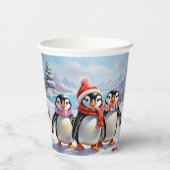 Gobelets En Papier Trio de pingouin de vacances (Verso)