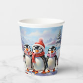 Gobelets En Papier Trio de pingouin de vacances (Recto)