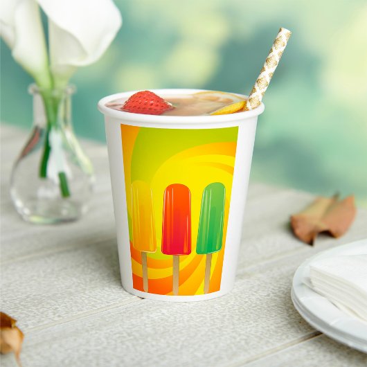 Gobelets En Papier Trio de Sucettes Glacées d'Été Popsicles Brillants