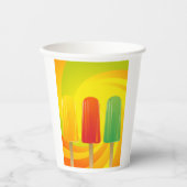 Gobelets En Papier Trio de Sucettes Glacées d'Été Popsicles Brillants (Recto)