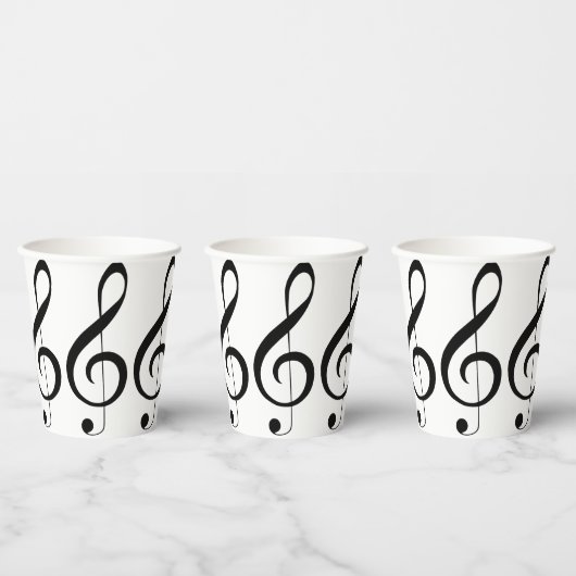 Gobelets En Papier Triple Clef Musical Note, (Multi)